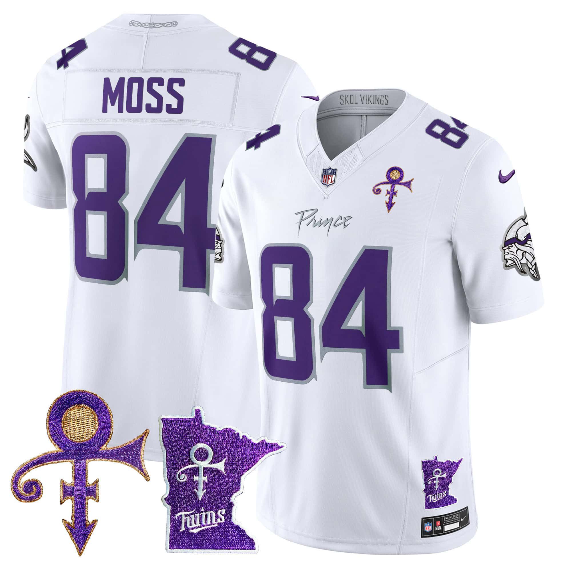 Men Minnesota Vikings #84 Moss White 2024 Nike Prince Vapor Limited NFL Jersey->indianapolis colts->NFL Jersey